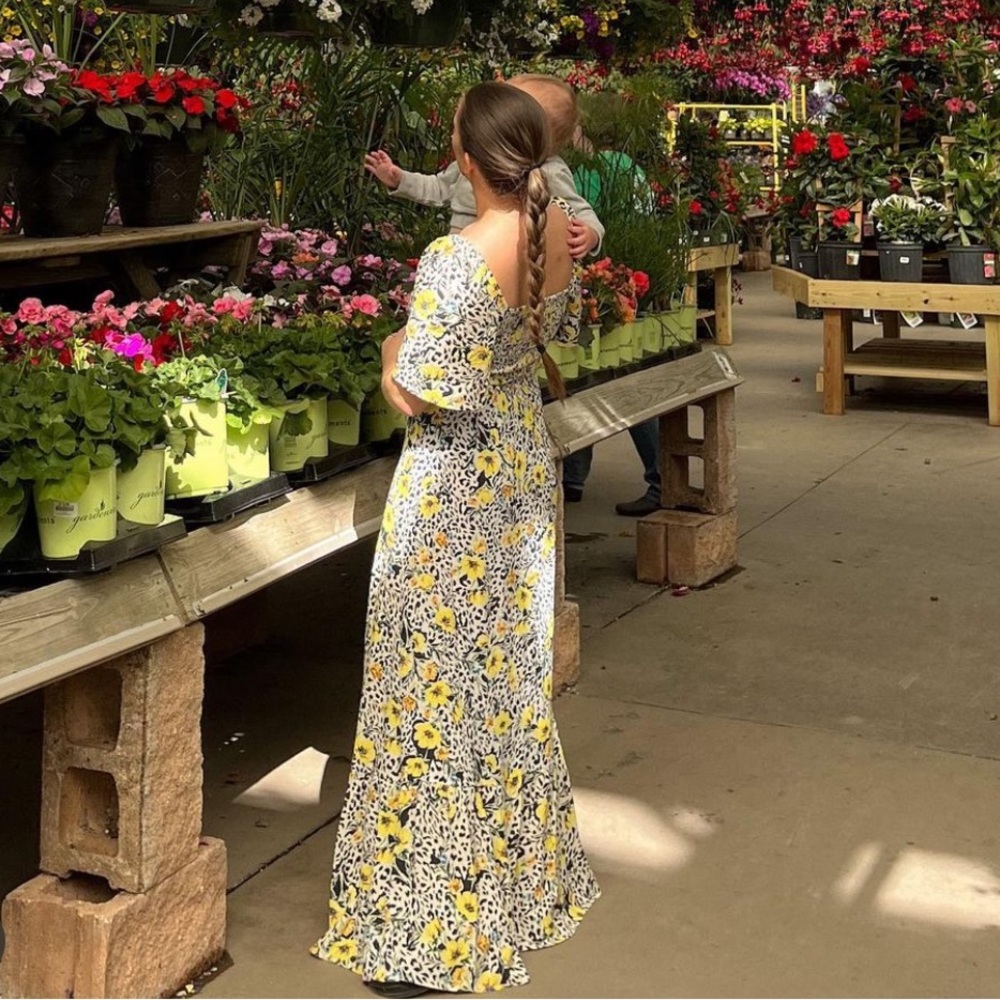 Love stitch Tuscan floral maxi dress